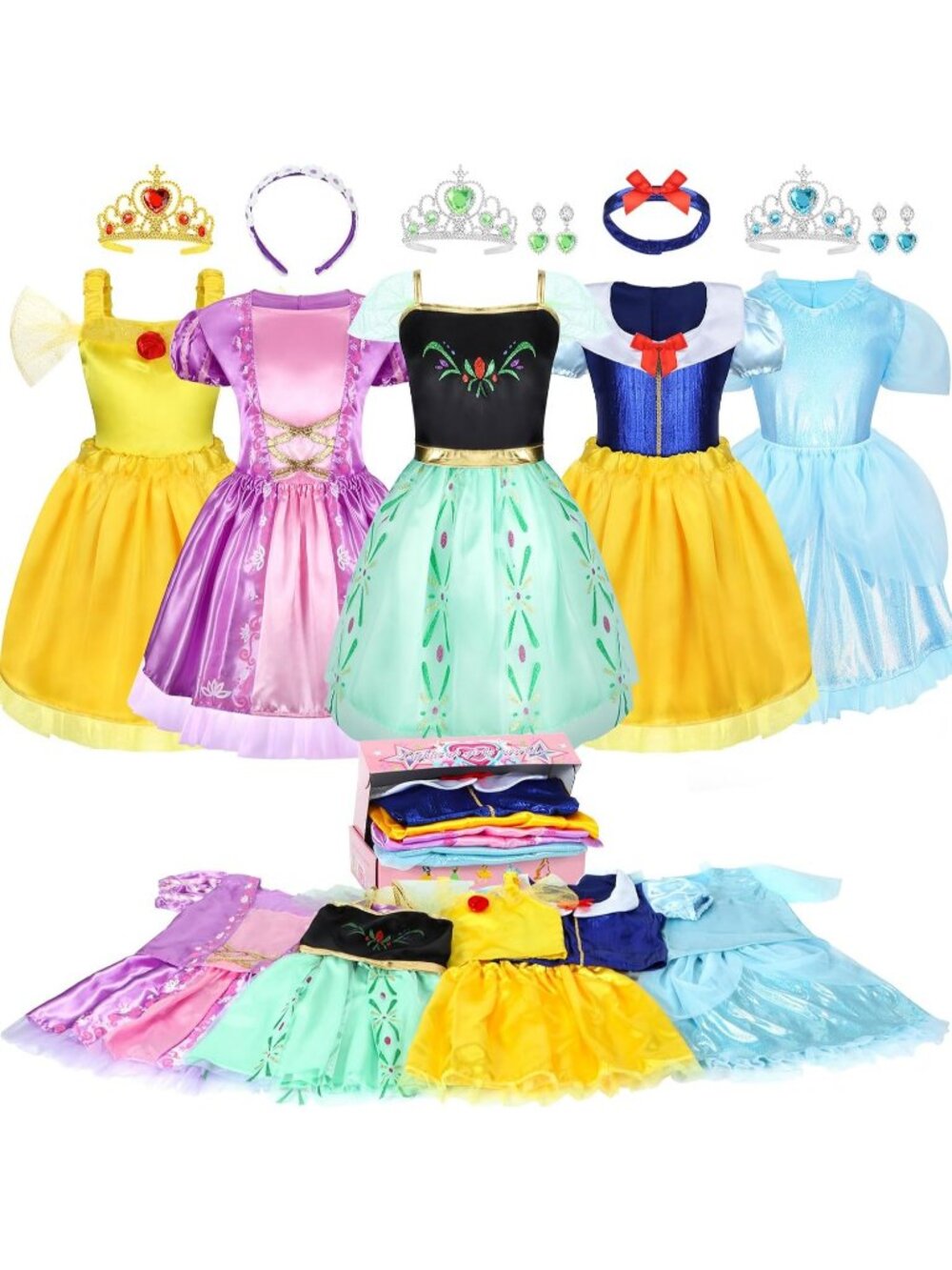 Princess Dress Up Costume Set for Toddler Girls Role Play Toys Gift - Purple